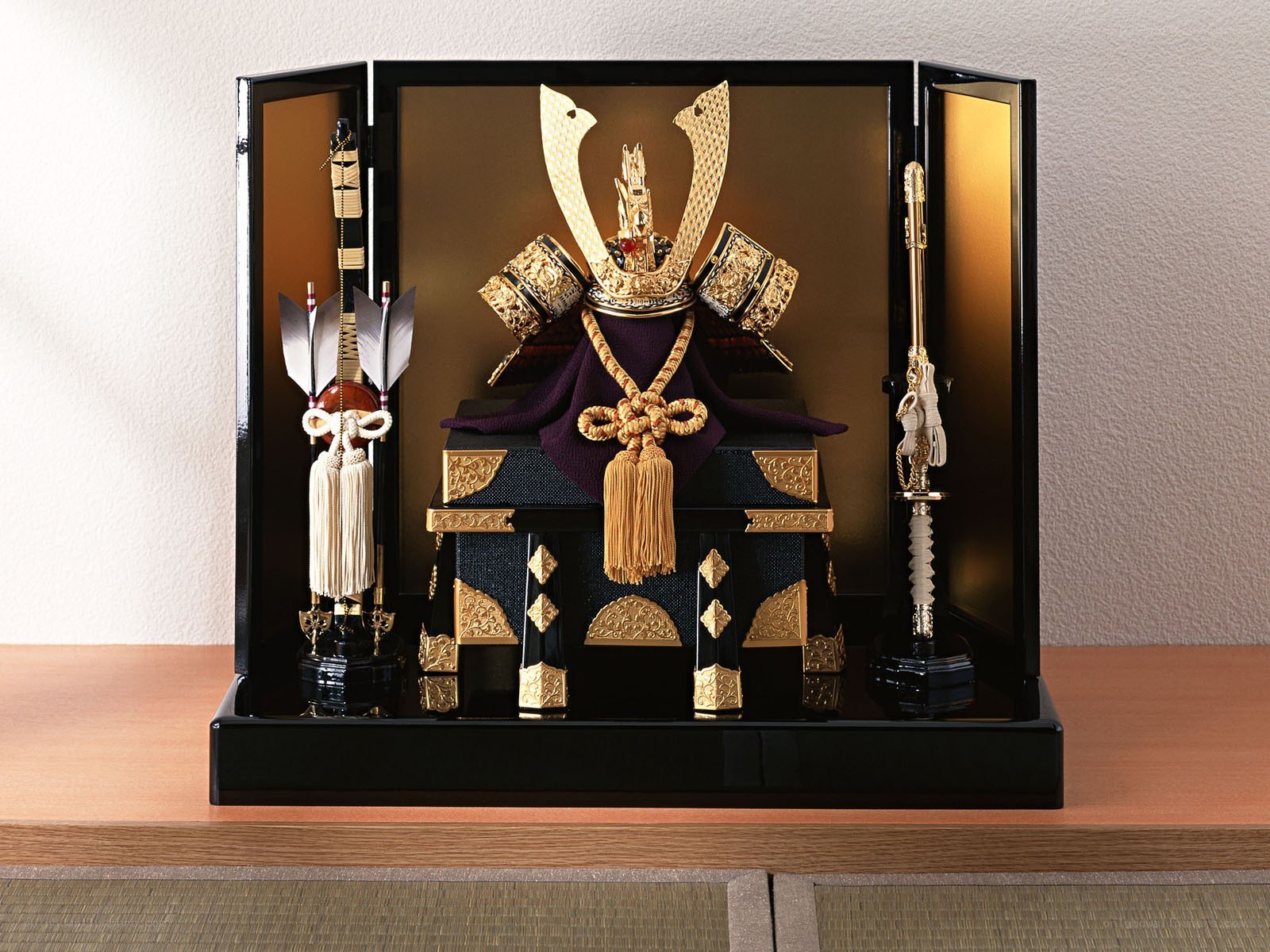 Samurai armor display case