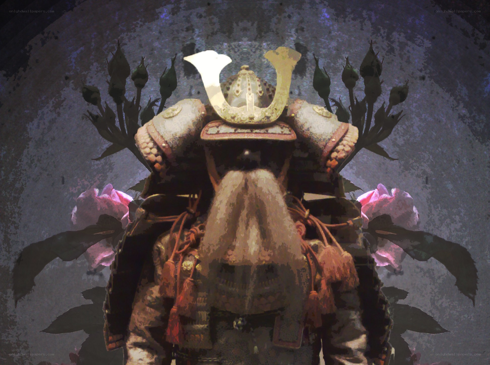 samurai armor with roses