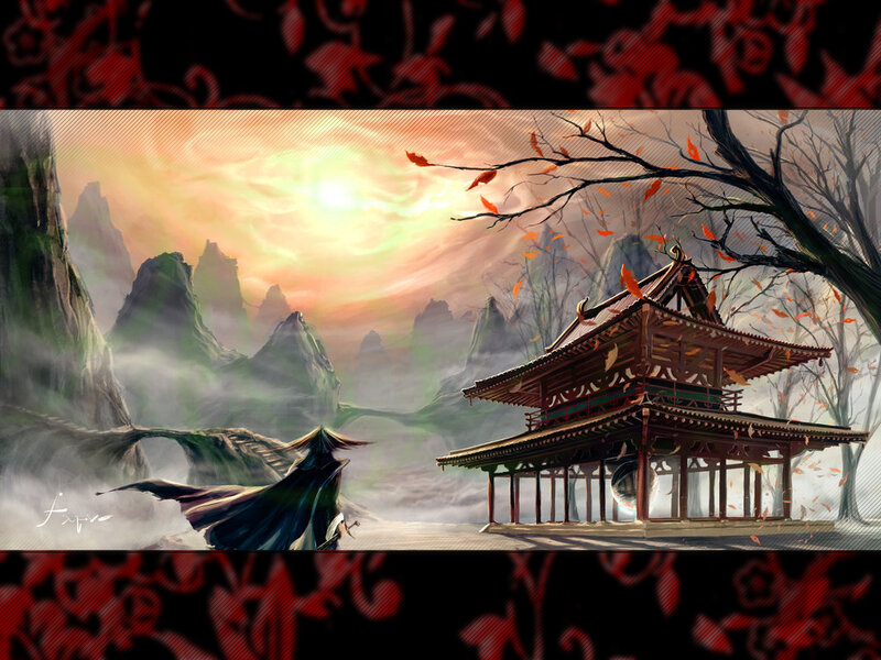 Samurai at a mountain temple