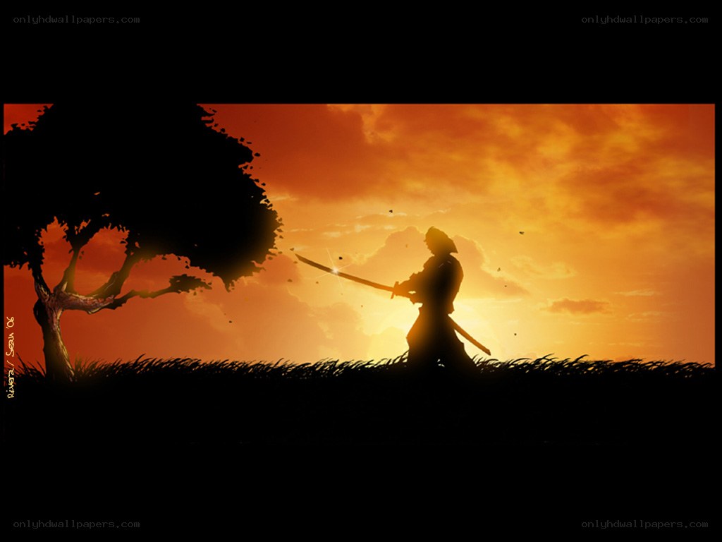 Samurai at sunset