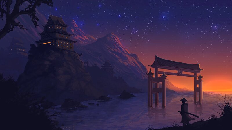 Samurai at Torii Gate