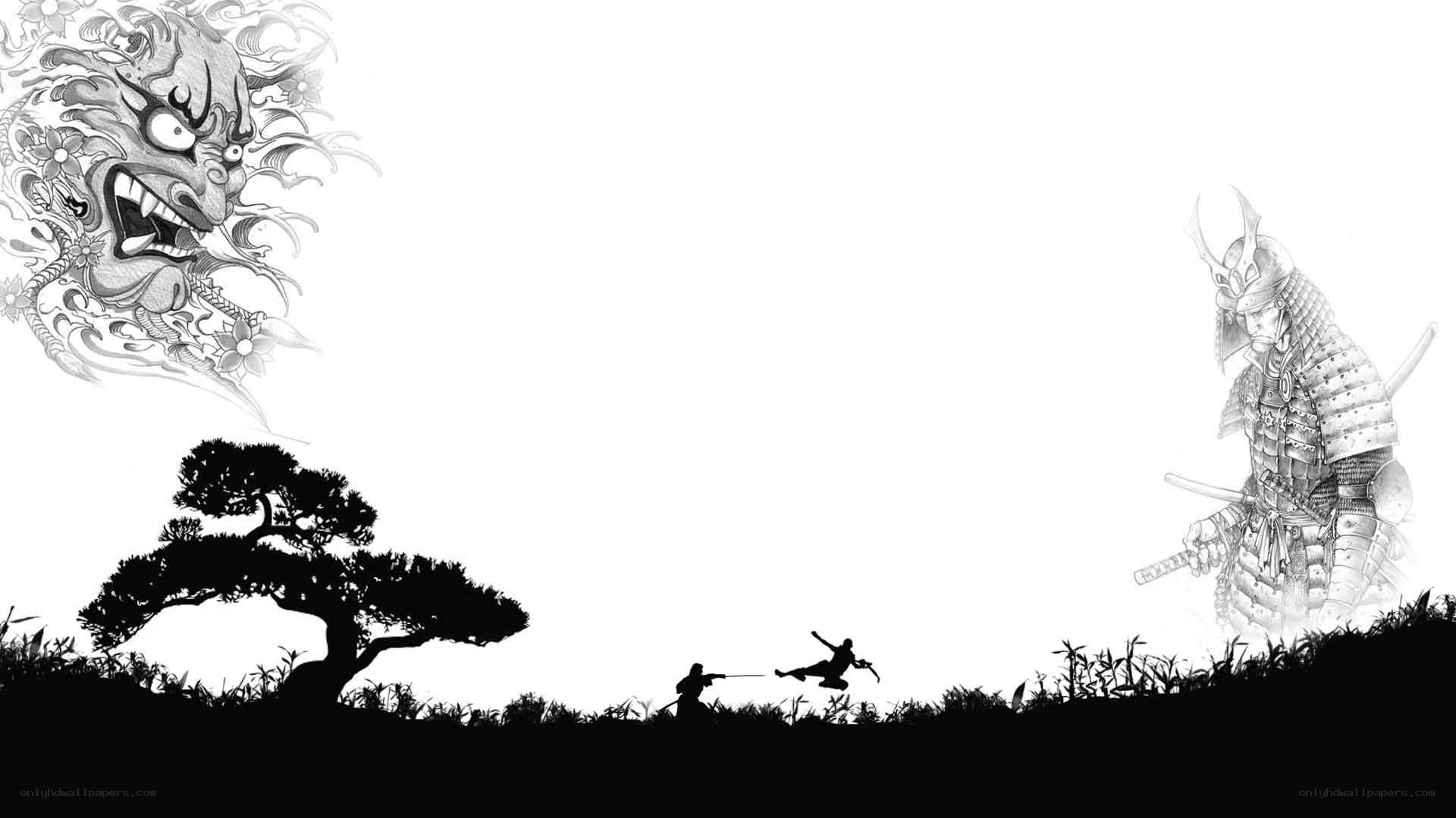 Samurai battle with demon