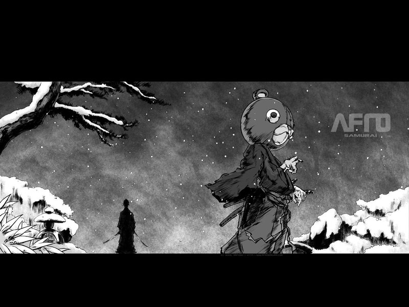 Samurai bear in snow
