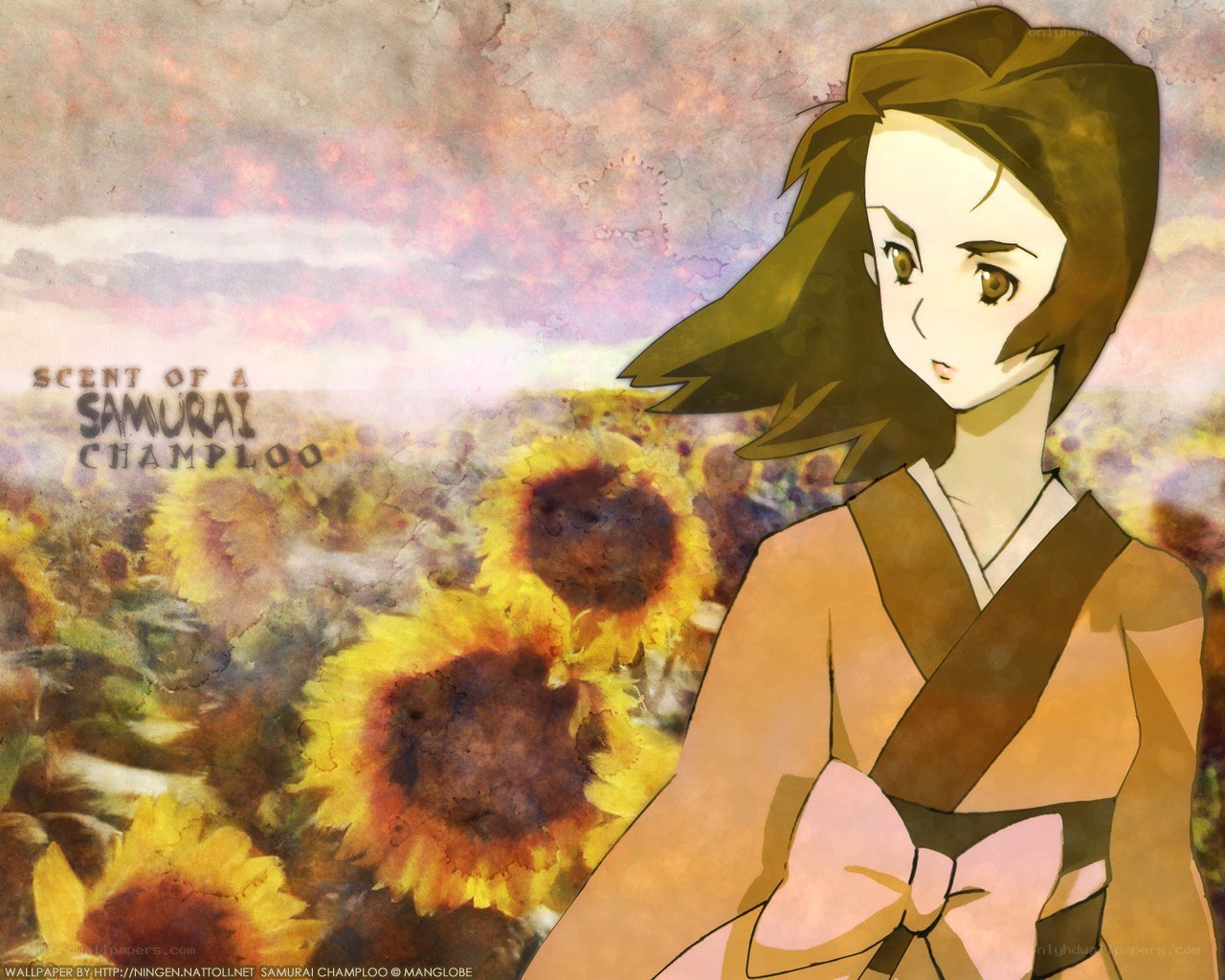Samurai Champloo character in sunflower field