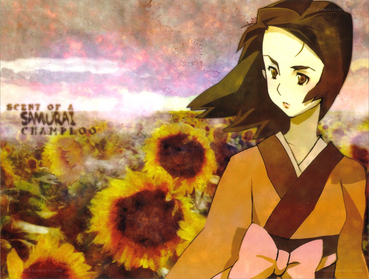 Samurai Champloo character in sunflower field