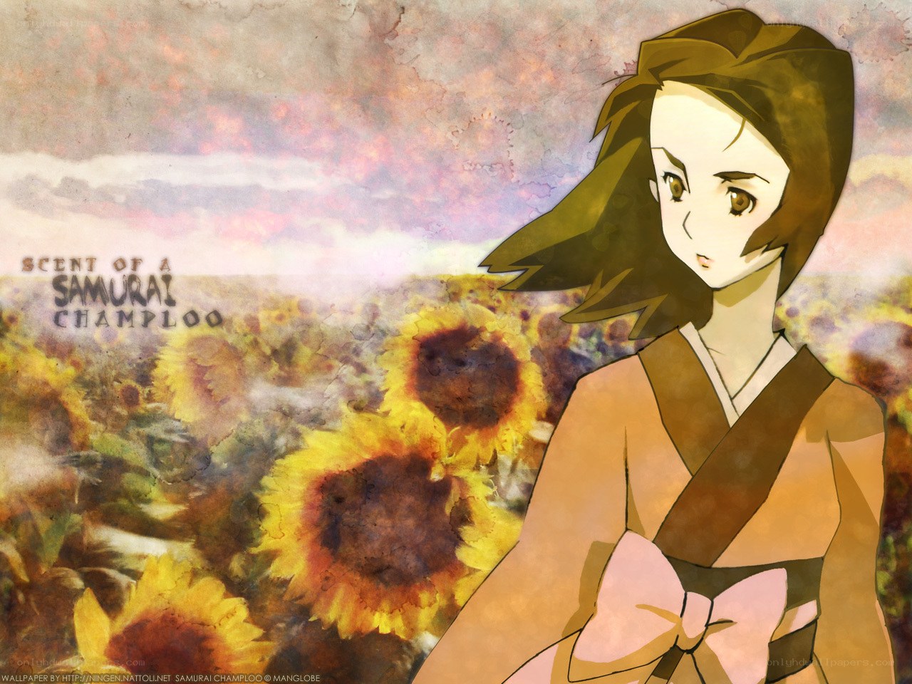 Samurai Champloo in a sunflower field