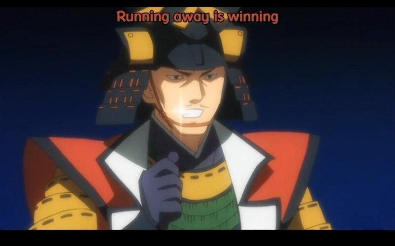 samurai character with quote