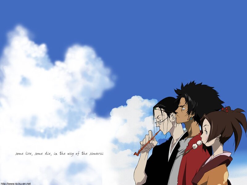 Samurai characters under blue sky