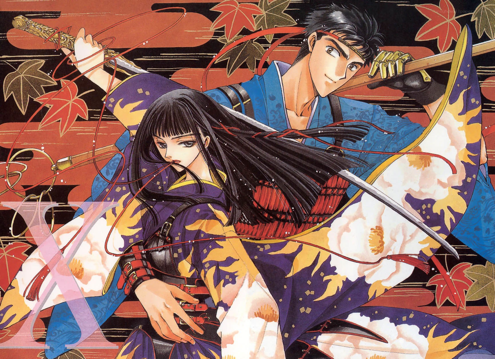 Samurai couple in autumn