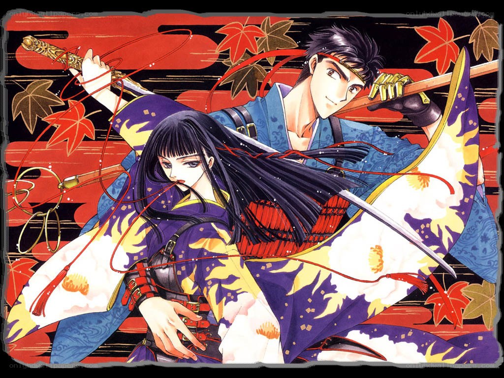 Samurai couple in autumn