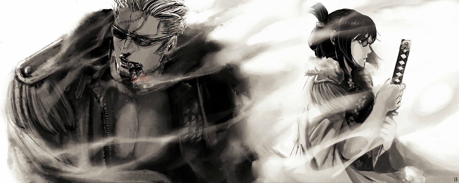 Samurai duel in monochrome