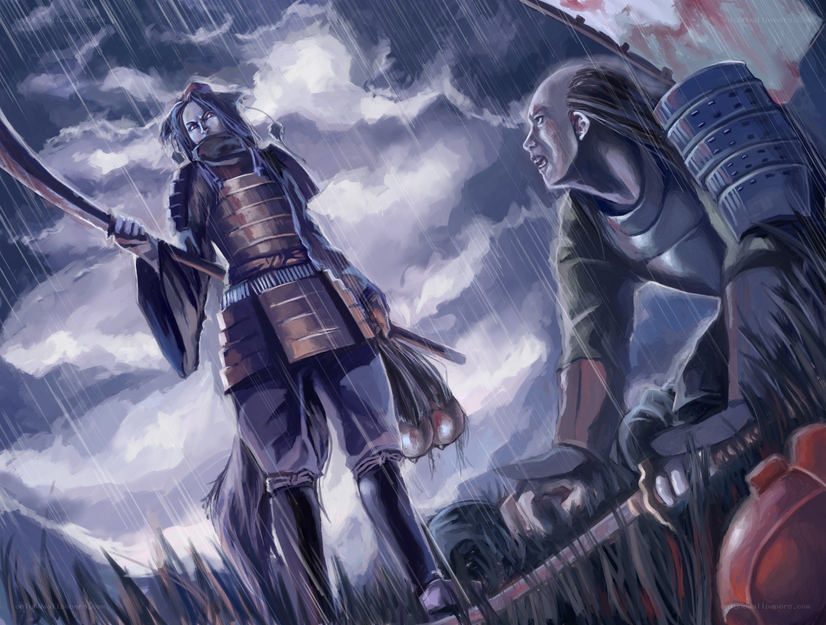 Samurai duel in the rain