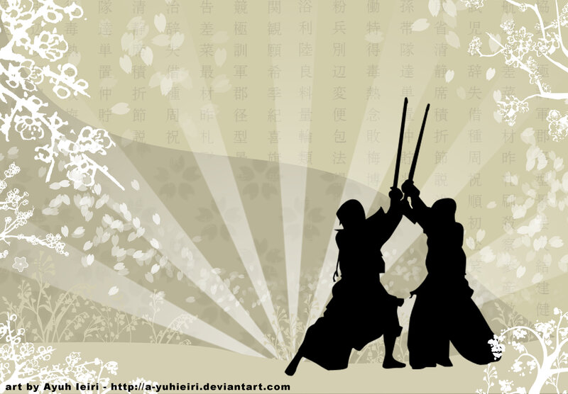 Samurai duel silhouette