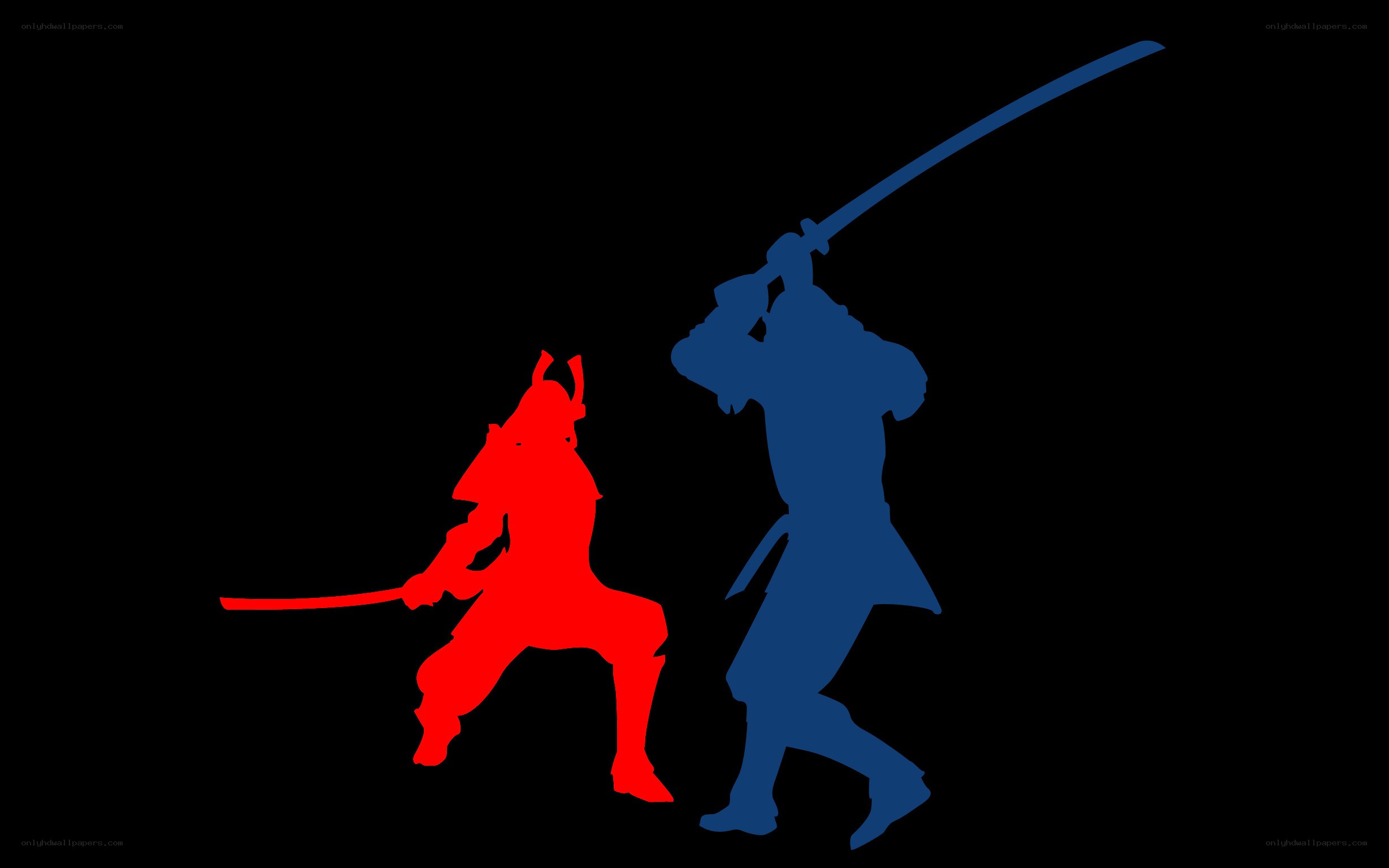 Samurai duel silhouettes