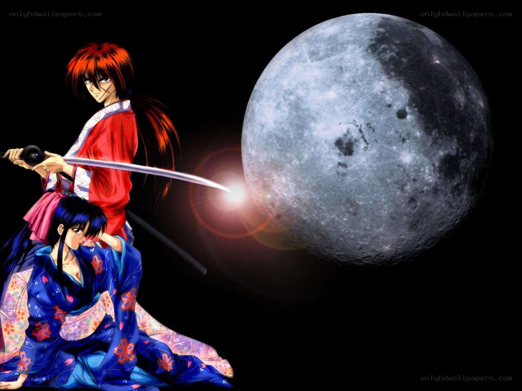 Samurai duo under the moon