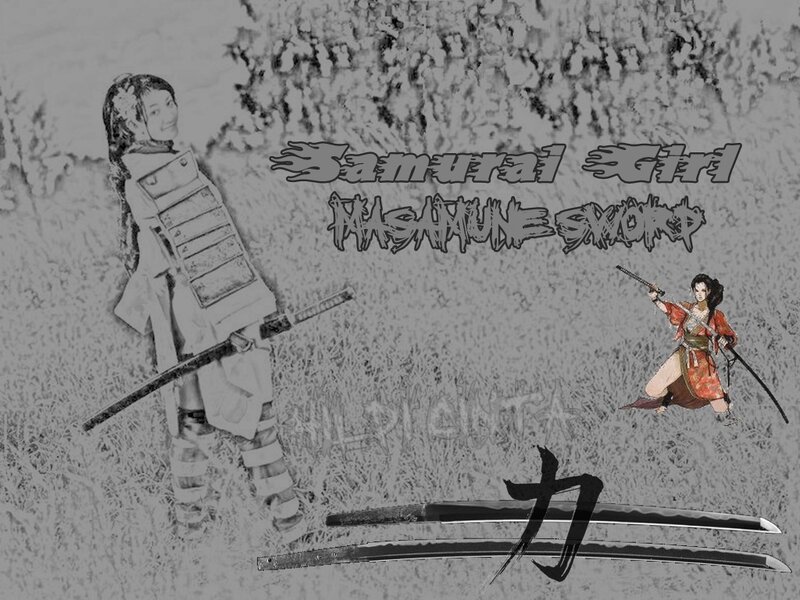 Samurai Girl with Swords — Black