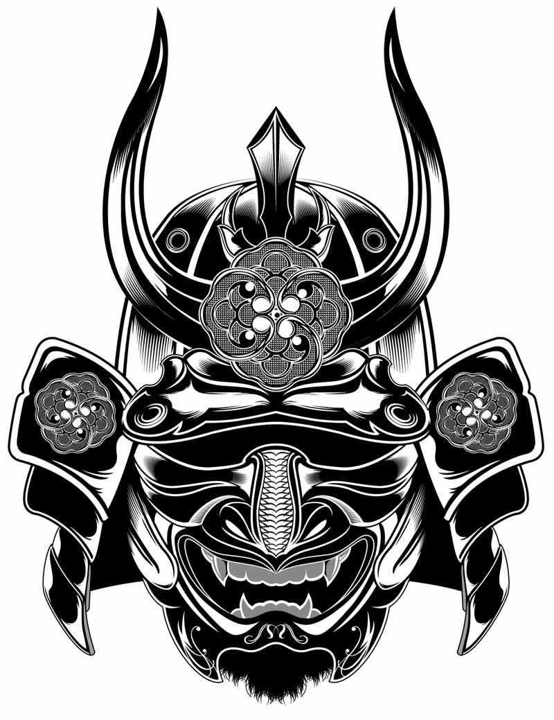 samurai helmet illustration