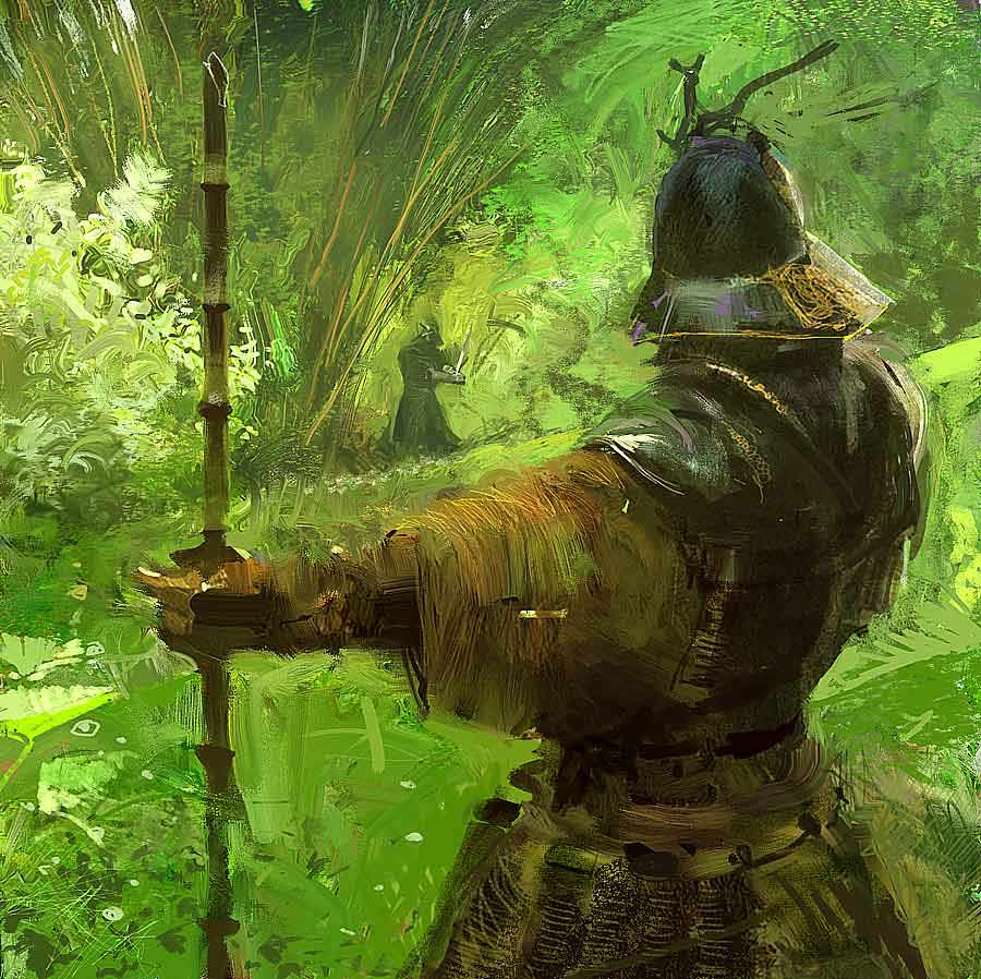 Samurai in a bamboo forest