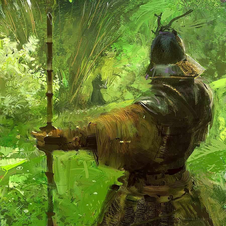 Samurai in a bamboo forest