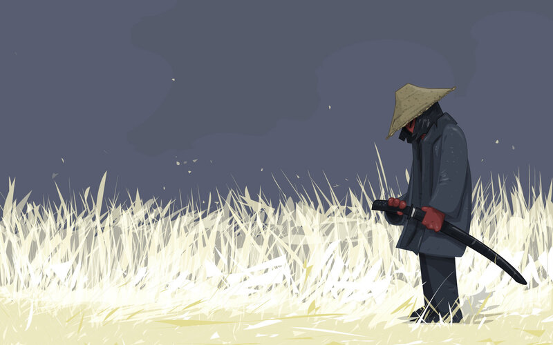 samurai in a field