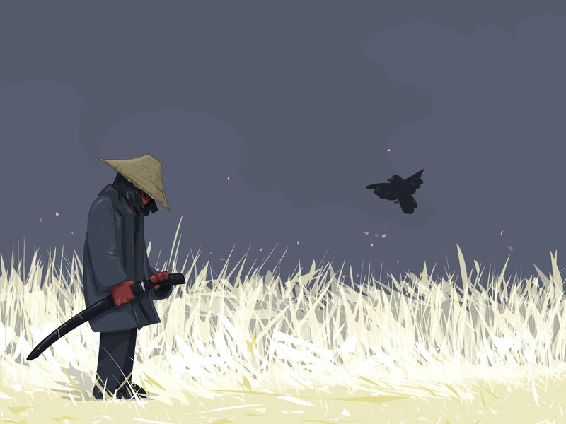 Samurai in a field
