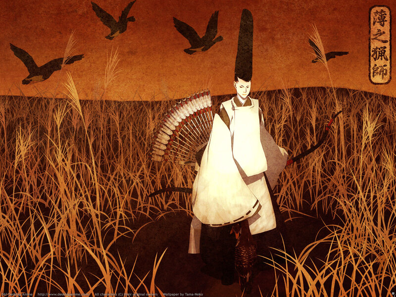 Samurai in a field of tall grass