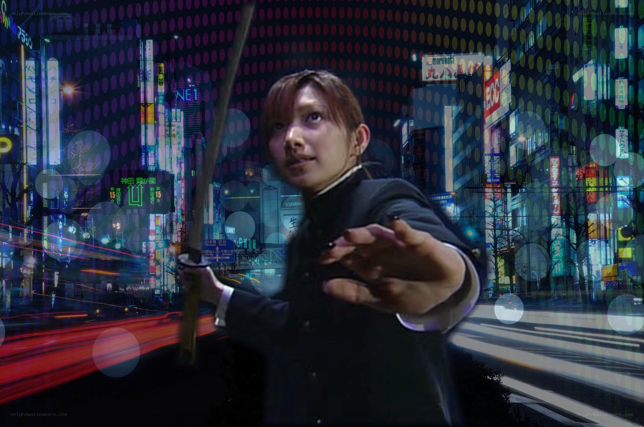 Samurai in a neon city