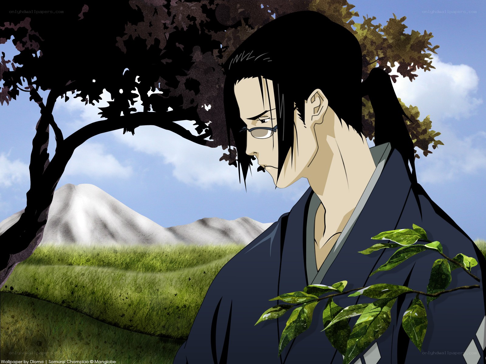 samurai in a peaceful landscape