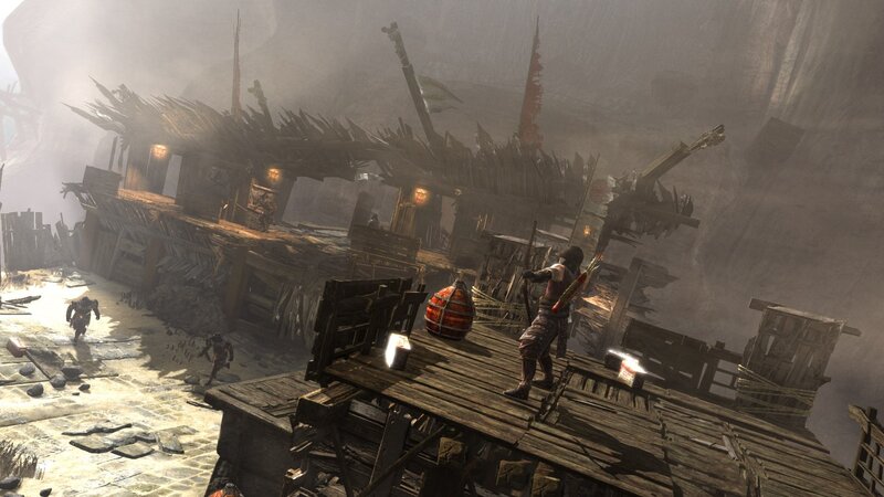 Samurai in a ruined village
