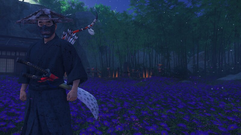Samurai in Flower Field — Purple