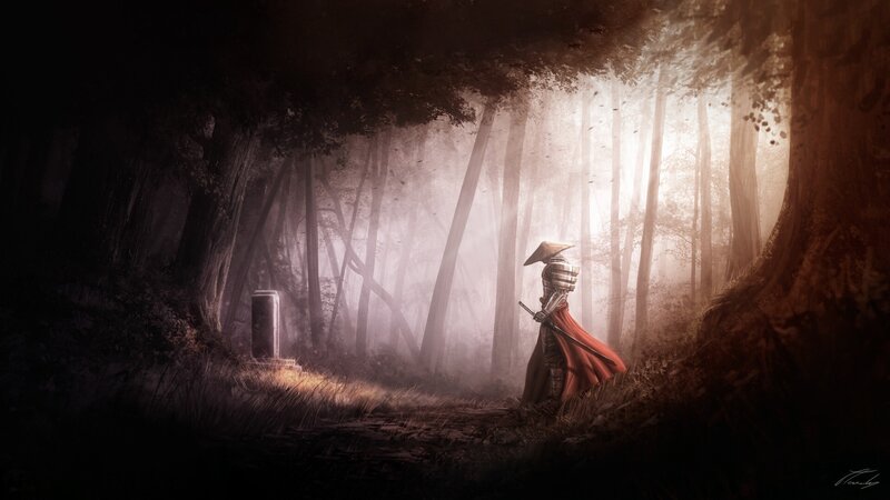 Samurai in Forest — Brown