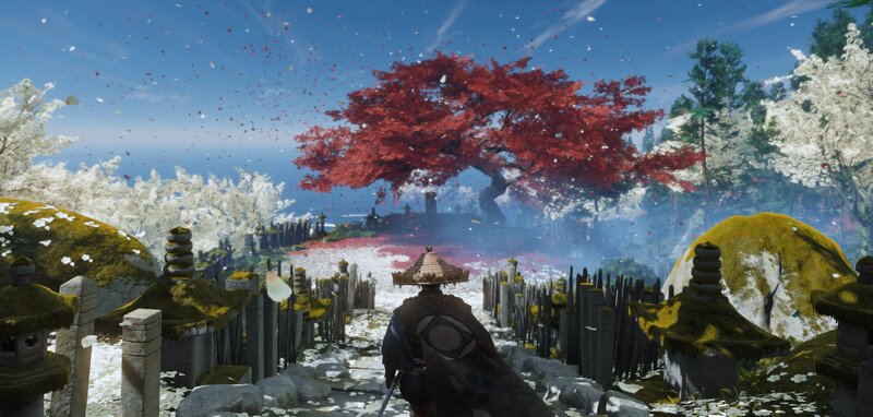 Samurai in Garden — Red