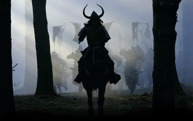 Samurai in misty forest