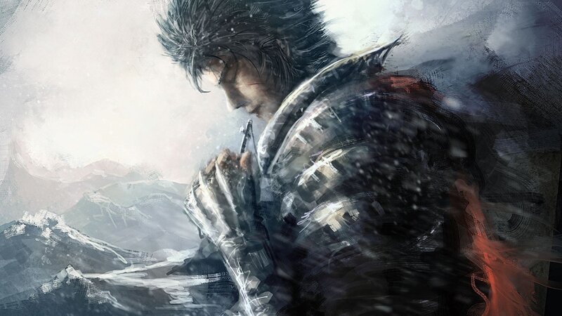 samurai in snowy mountains