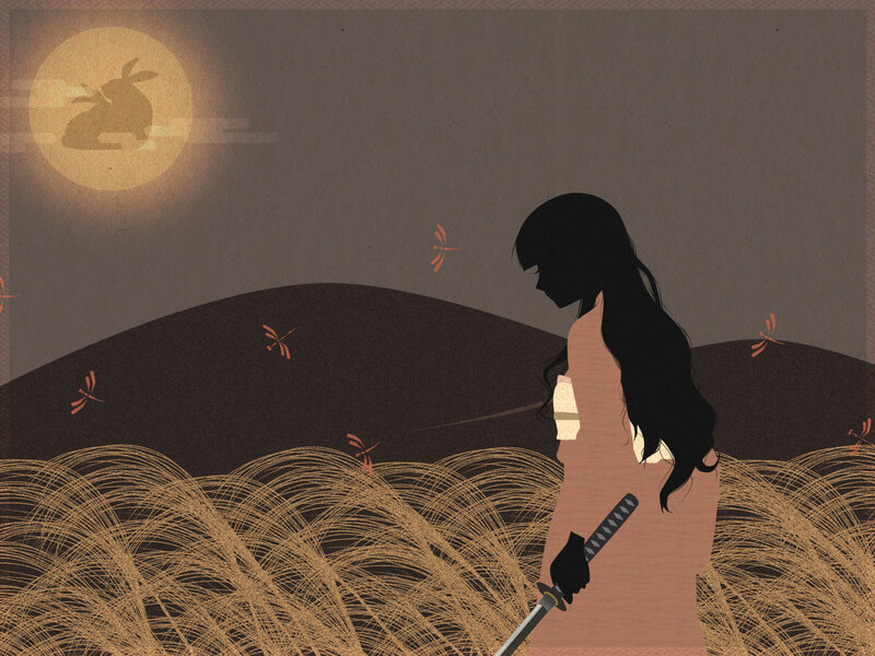 Samurai in the moonlight