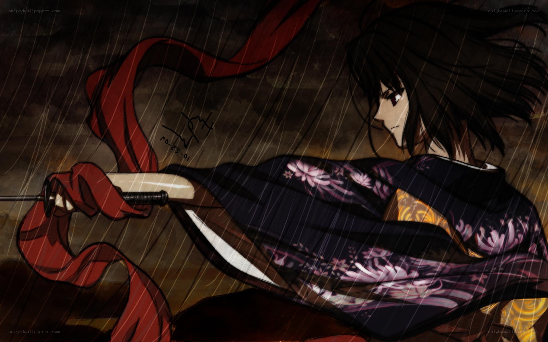 samurai in the rain