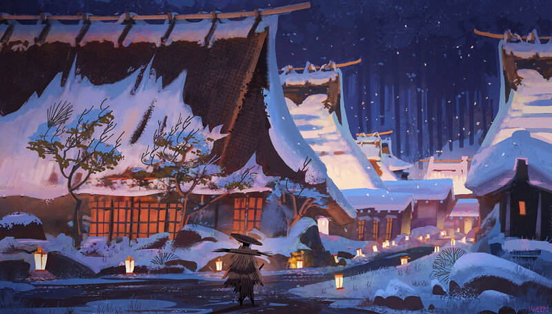 Samurai in Winter Village