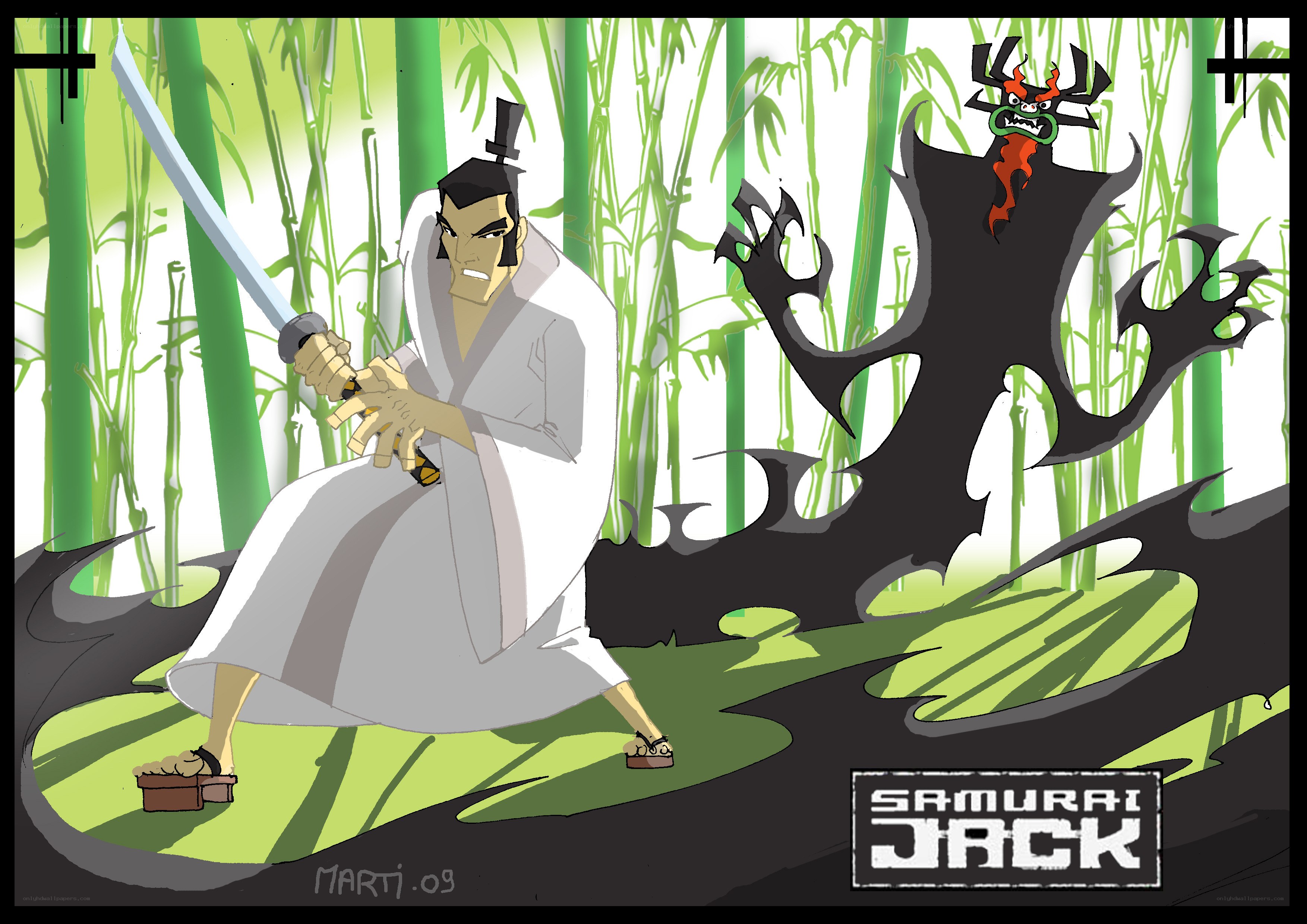 Samurai Jack in bamboo forest