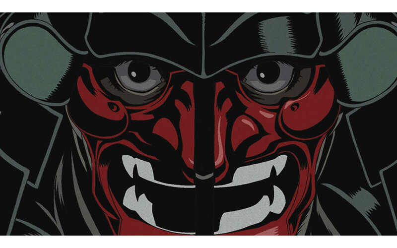 samurai mask close-up