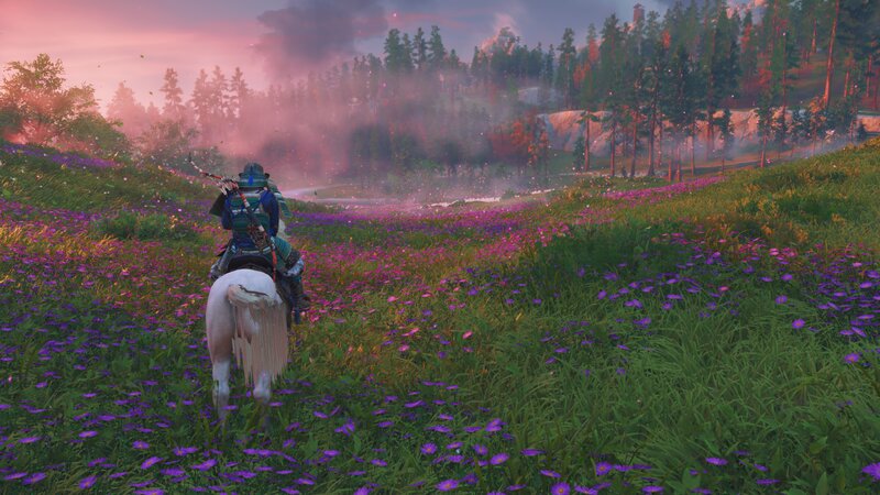 Samurai on Horseback — Purple, Serene