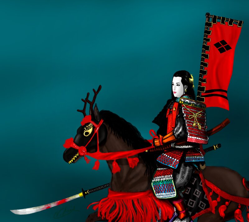 Samurai on Horseback — Red