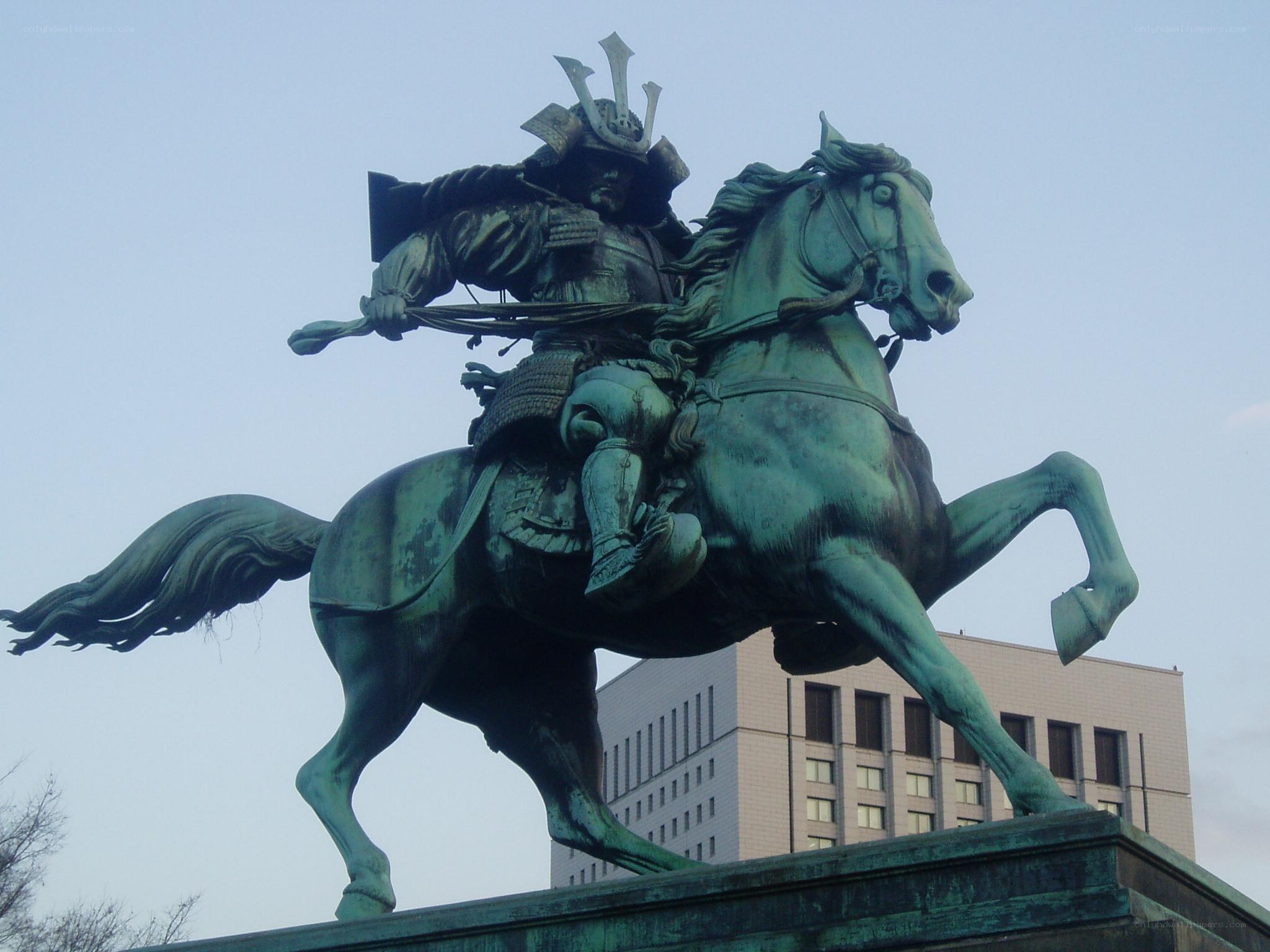 Samurai on horseback statue
