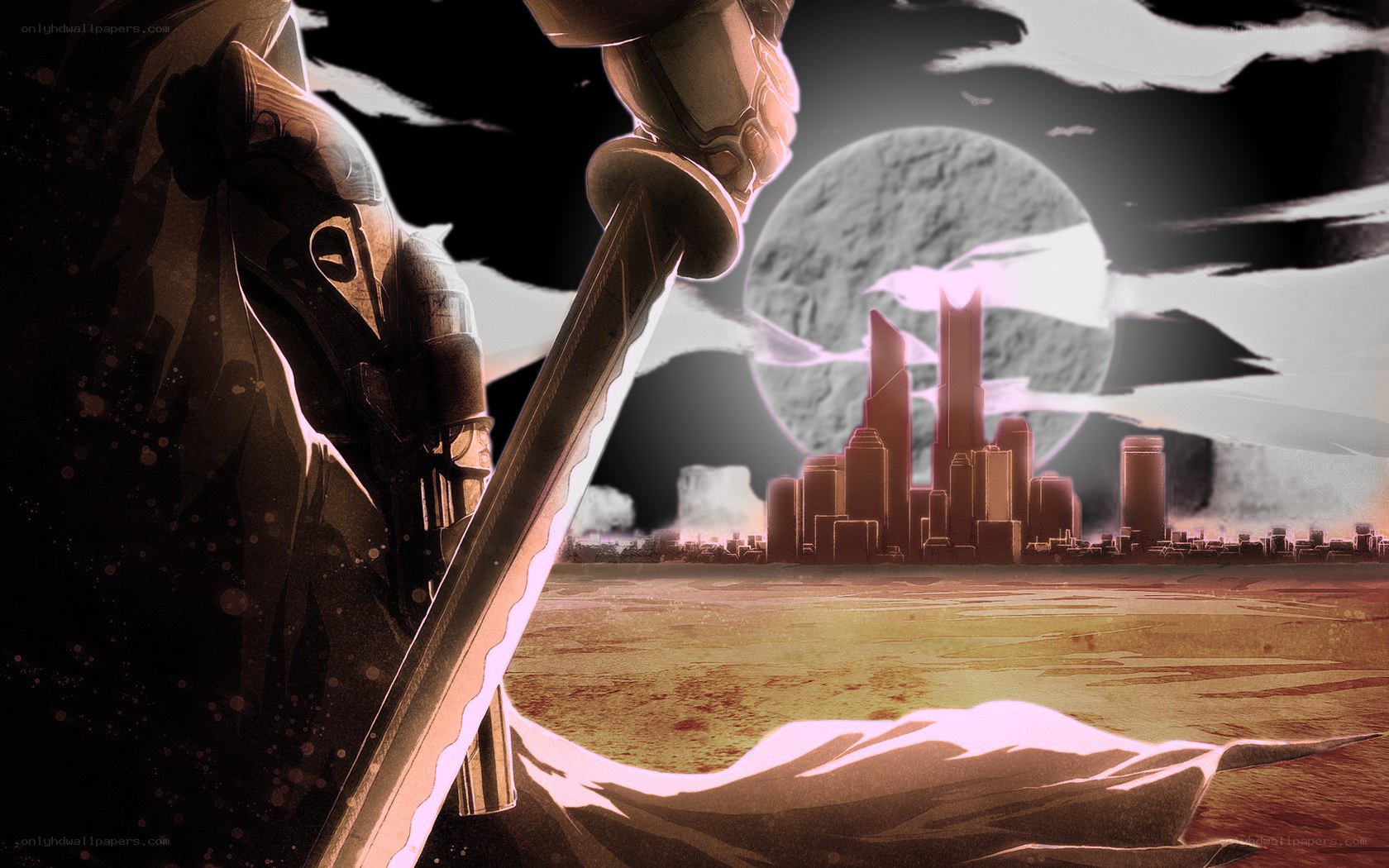 Samurai overlooking a futuristic city
