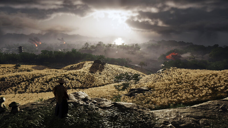 Samurai Overlooking Village