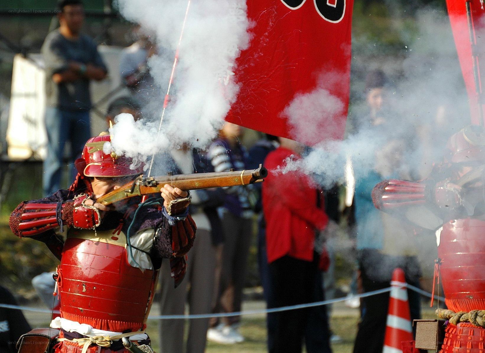 Samurai reenactment with musket