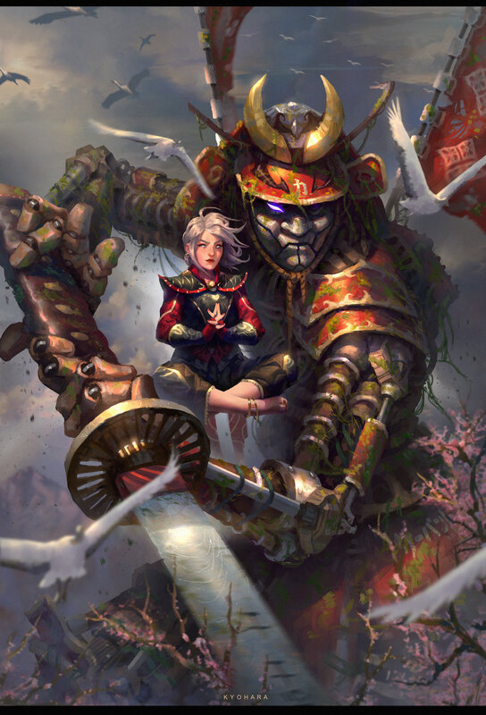 Samurai Robot with Girl