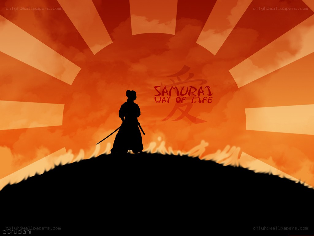 Samurai silhouette at sunset
