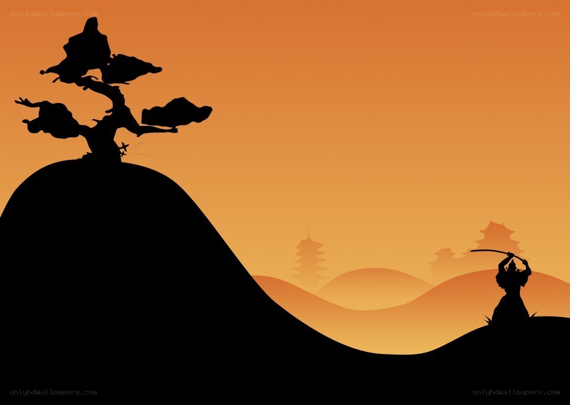 Samurai silhouette at sunset