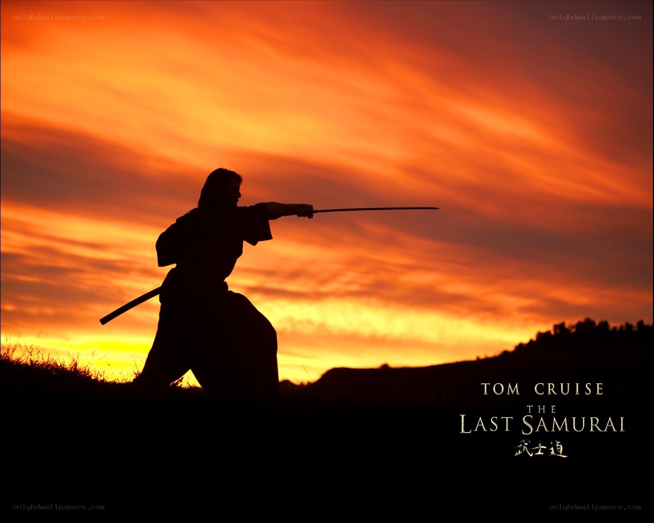 Samurai silhouette at sunset