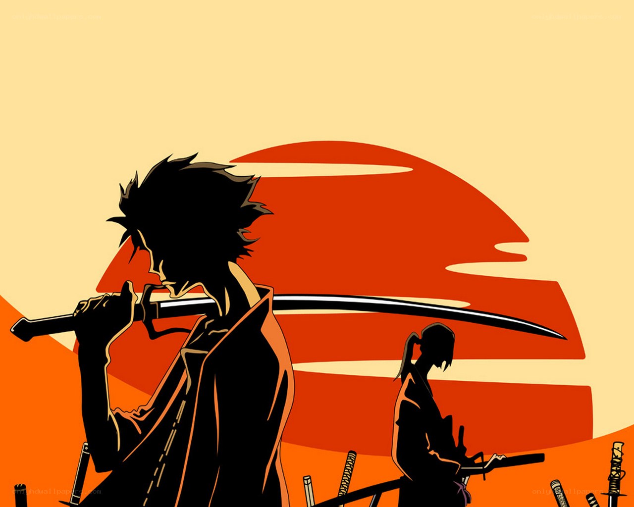 samurai silhouettes at sunset